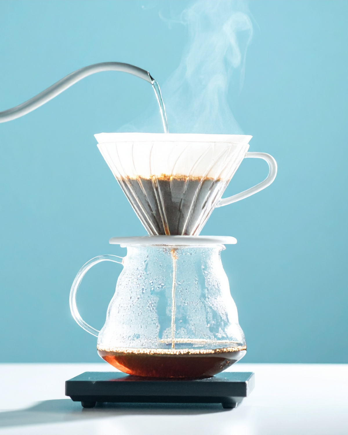 pour over vs french press – manual pour over dripper with spiral water flow